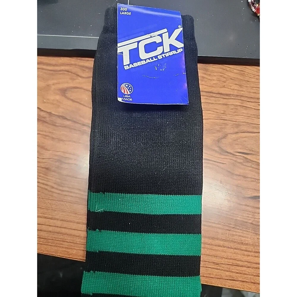 TCK Baseball Stirrup Socks! Mens 300 L  Black AND Green New See Pics